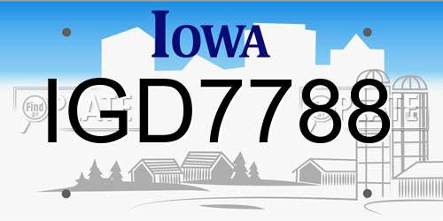 IGD7788 Iowa License Plate