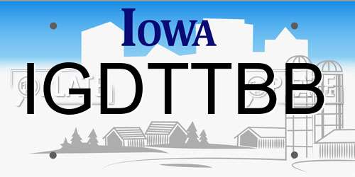 IGDTTBB Iowa License Plate