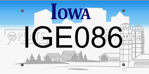 IGE086 Iowa License Plate