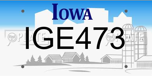 IGE473 Iowa License Plate