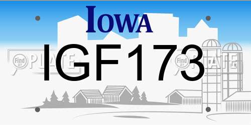 IGF173 Iowa License Plate