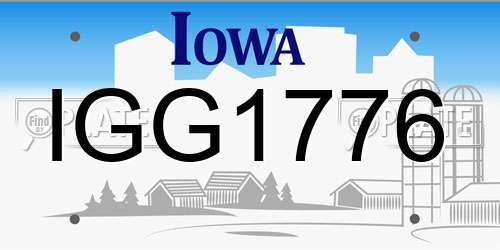 IGG1776 Iowa License Plate