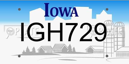 IGH729 Iowa License Plate