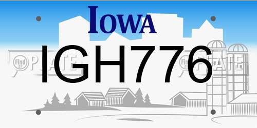 IGH776 Iowa License Plate