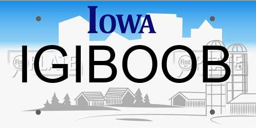 IGIBOOB Iowa License Plate