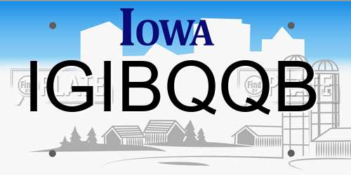 IGIBQQB Iowa License Plate