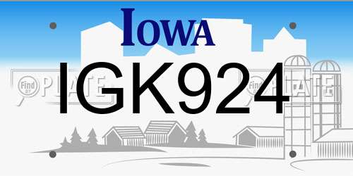 IGK924 Iowa License Plate