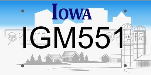 IGM551 Iowa License Plate