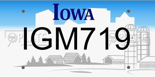 IGM719 Iowa License Plate