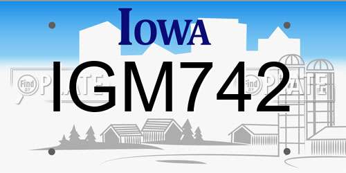 IGM742 Iowa License Plate