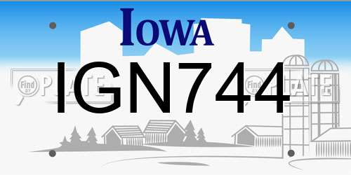 IGN744 Iowa License Plate