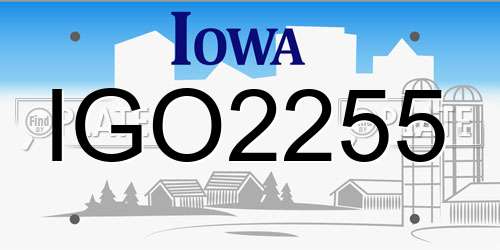 IGO2255 Iowa License Plate
