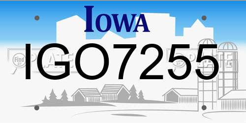 IGO7255 Iowa License Plate