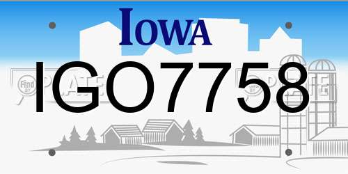 IGO7758 Iowa License Plate