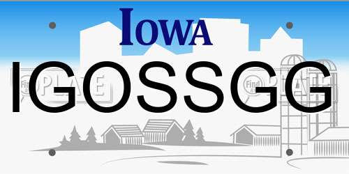IGOSSGG Iowa License Plate