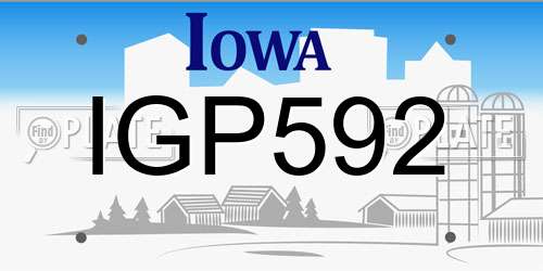 IGP592 Iowa License Plate