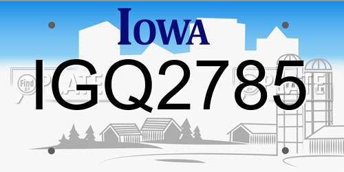 IGQ2785 Iowa License Plate