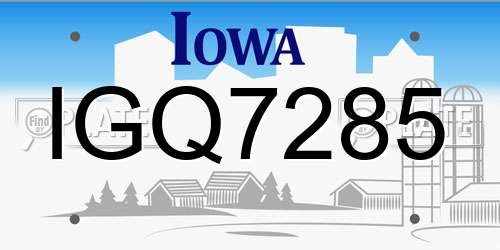IGQ7285 Iowa License Plate