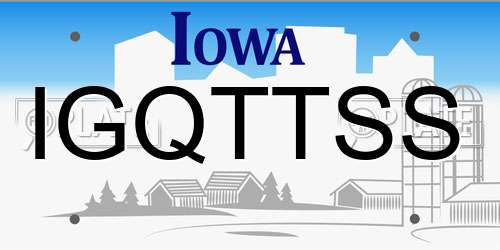 IGQTTSS Iowa License Plate