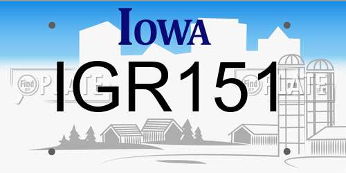 IGR151 Iowa License Plate