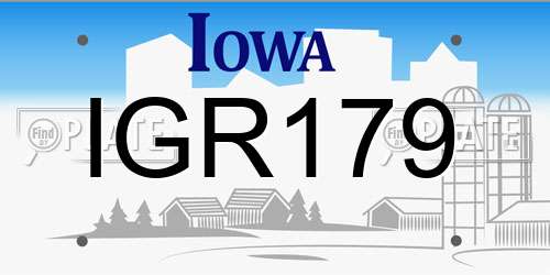 IGR179 Iowa License Plate