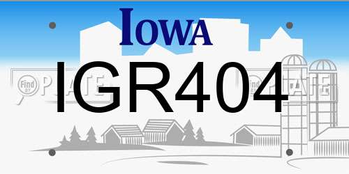 IGR404 Iowa License Plate