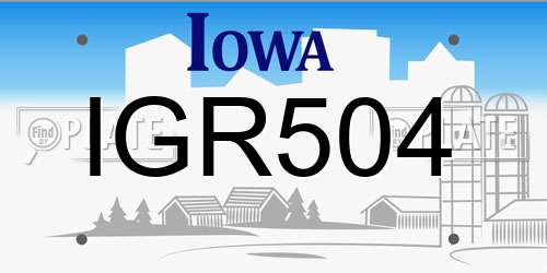 IGR504 Iowa License Plate