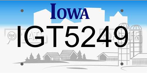 IGT5249 Iowa License Plate