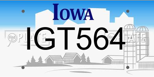 IGT564 Iowa License Plate
