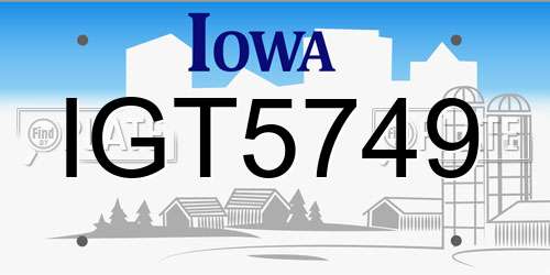 IGT5749 Iowa License Plate