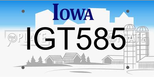 IGT585 Iowa License Plate