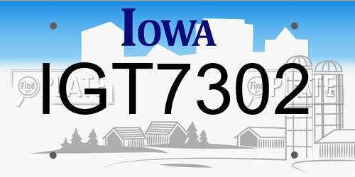 IGT7302 Iowa License Plate