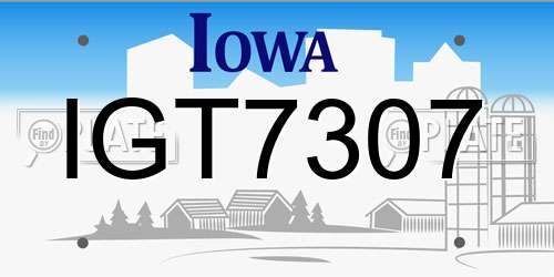 IGT7307 Iowa License Plate