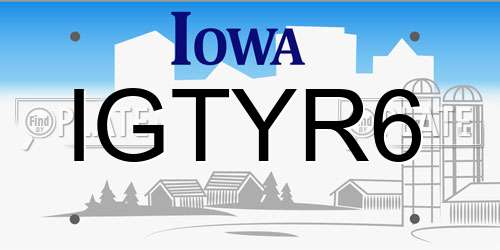 IGTYR6 Iowa License Plate