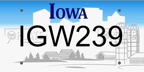 IGW239 Iowa License Plate