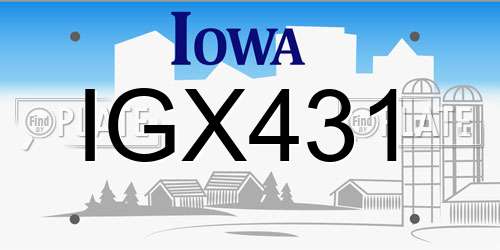 IGX431 Iowa License Plate