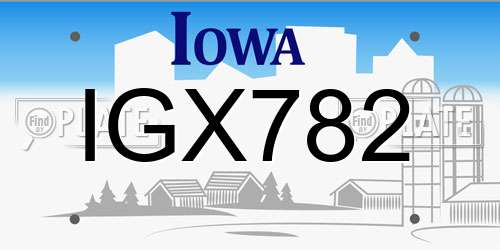 IGX782 Iowa License Plate