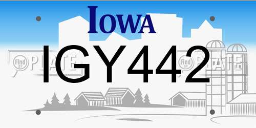 IGY442 Iowa License Plate