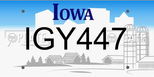 IGY447 Iowa License Plate