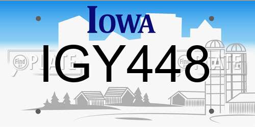 IGY448 Iowa License Plate