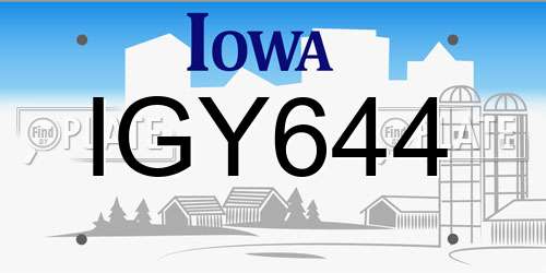IGY644 Iowa License Plate