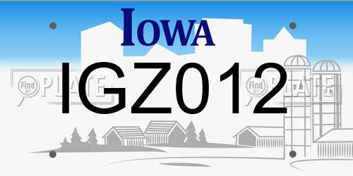 IGZ012 Iowa License Plate