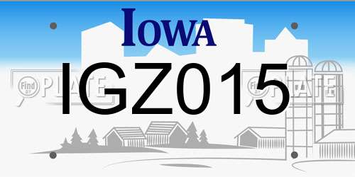 IGZ015 Iowa License Plate