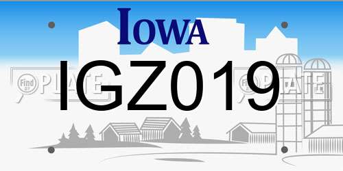 IGZ019 Iowa License Plate