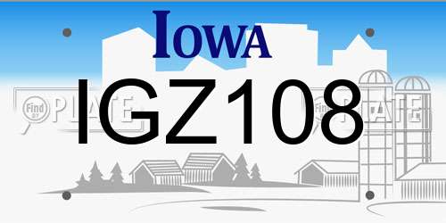 IGZ108 Iowa License Plate