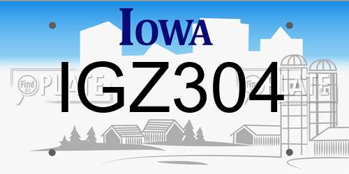 IGZ304 Iowa License Plate