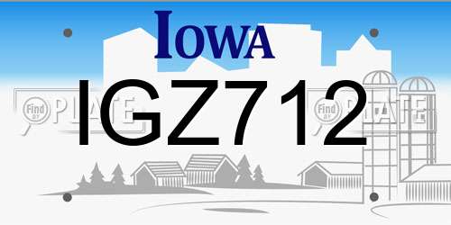 IGZ712 Iowa License Plate