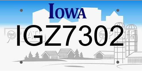 IGZ7302 Iowa License Plate