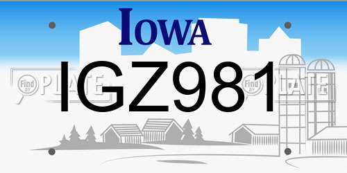 IGZ981 Iowa License Plate
