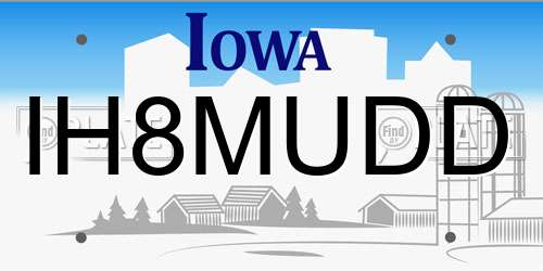 IH8MUDD Iowa License Plate